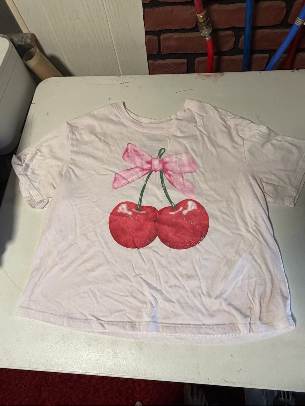 Pink Crop Cherry & Bow Tee